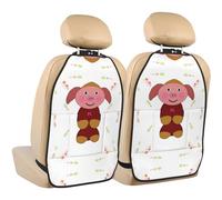 WANLON Happy Cartoon Pig - Alfombrilla de almacenamiento antipatadas para asientos de coche, 2 protectores de respaldo de asiento, cobertura contra huellas y arañazos