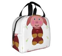 WANLON Happy Cartoon Pig - Lonchera perfecta para el trabajo, picnic, viajes, actividades al aire libre - Bolsa de almuerzo grande pero elegante