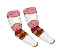WANLON Happy Cartoon Pig - Mangas de enfriamiento unisex - Mangas elásticas de seda de hielo con protección solar, ideal para correr al aire libre, ciclismo
