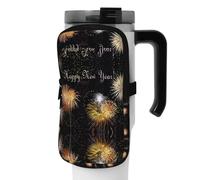 WANLON Happy New Year - Bolsa de accesorios versátil para botella deportiva, ideal para caminar, senderismo, yoga, gimnasio, resistencia al agua y a prueba de golpes, Black, S, Soporte para tarjetas