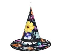 WANLON Hermoso sombrero de bruja de flores coloridas, accesorio de Halloween, vestido de fiesta de disfraces, ideal para carnaval, adultos, Navidad