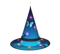 WANLON Hermoso sombrero de bruja de mariposa azul, accesorio de Halloween, vestido de fiesta de disfraces, ideal para carnaval, adultos, Navidad