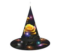 WANLON Hermoso sombrero de bruja de rosas amarillas, accesorio de Halloween, vestido de fiesta de disfraces, ideal para carnaval, adultos, Navidad