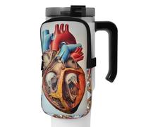 WANLON Human Anatomy Heart Chart - Bolsa de accesorios versátil para botella deportiva, ideal para caminar, senderismo, yoga, gimnasio, resistencia al agua y a prueba de golpes, Black, M, Soporte para