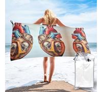 WANLON Human Anatomy Heart Chart - Juego de toallas de baño de microfibra de algodón suave y altamente absorbente para baño, playa y fitness