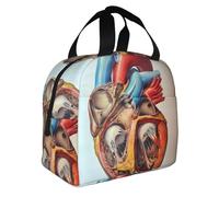 WANLON Human Anatomy Heart Chart - Lonchera perfecta para el trabajo, picnic, viajes, actividades al aire libre - Bolsa de almuerzo grande pero elegante