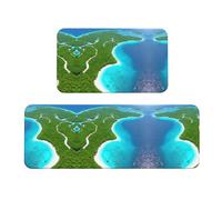 Wanlon Juego de 2 alfombrillas de cocina An Island In The Ocean, cómodas con diseño de fregadero de granja, decoración ideal para el hogar, alfombras de lavandería de pie