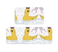 Wanlon Juego de 2 tapetes de cocina Little Yellow Duck - Cómodo con diseño de fregadero de granja - Decoración ideal para el hogar, alfombras de lavandería de pie