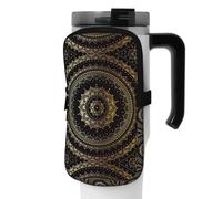 WANLON Kaleidoscope Mandala - Bolsa de accesorios versátil para botella deportiva, ideal para caminar, senderismo, yoga, gimnasio, resistencia al agua y a prueba de golpes, Black, M, Soporte para