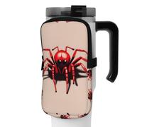 WANLON Linda pequeña araña roja versátil bolsa de accesorios para botellas deportivas, ideal para caminar, senderismo, yoga, gimnasio, resistencia al agua y a prueba de golpes, Black, M, Soporte para