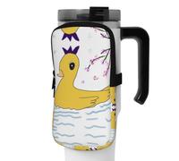 WANLON Little Yellow Duck - Bolsa de accesorios versátil para botella deportiva, ideal para caminar, senderismo, yoga, gimnasio, resistente al agua y a prueba de golpes, Black, M, Soporte para