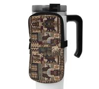 WANLON Lodge Bear Deer - Bolsa de accesorios versátil para botellas, ideal para caminar, senderismo, yoga, gimnasio, resistente al agua y a prueba de golpes, Black, M, Soporte para tarjetas de visita