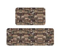 Wanlon Lodge Bear - Juego de 2 tapetes de cocina con diseño de ciervo, cómodos con diseño de fregadero de granja, decoración ideal para el hogar, alfombras de lavandería de pie