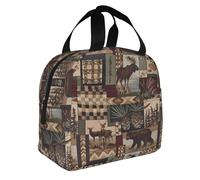 WANLON Lodge Bear - Lonchera con diseño de ciervo, perfecta para el trabajo, picnic, viajes, actividades al aire libre, bolsa de almuerzo grande pero elegante
