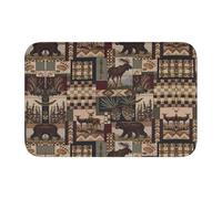 WANLON Lodge Bear - Tapete con dobladillo de ciervo de 40 x 60 pulgadas, versátil para uso en exteriores e interiores, perfecto para cocina, dormitorio, sala de estar