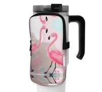 WANLON Love Flamingo - Bolsa de accesorios versátil para botellas deportivas, ideal para caminar, senderismo, yoga, gimnasio, resistencia al agua y a prueba de golpes, Black, S, Soporte para tarjetas