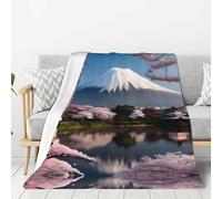 WANLON Manta cálida de 40 x 30 pulgadas, manta de franela de monte Fuji a principios de primavera para sofá, cama y sala de estar, perfecta para camping, viajes, camping