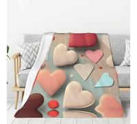 WANLON Manta cálida de 60 x 50 pulgadas, manta de franela con patrón de amor para sofá, cama y sala de estar, perfecta para camping, viajes, camping