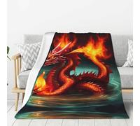 WANLON Manta de franela Dragon King in Fire, suave y acogedora, ideal para cama, sofá, campamento y viajes, manta ligera