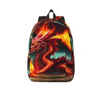 WANLON Mochila de lona de moda, mochila ligera e informal, correa de hombro ajustable y gran capacidad de almacenamiento, Dragon King in Fire, Negro, S