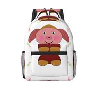 WANLON Mochila de lona Happy Cartoon Pig, ligera y cómoda, perfecta para la escuela secundaria, la universidad, viajes, estilo y simplicidad