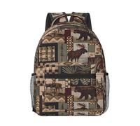 WANLON Mochila de lona Lodge Bear Deer - Ligera y cómoda - Perfecta para la escuela secundaria, la universidad, viajes, estilo y simplicidad