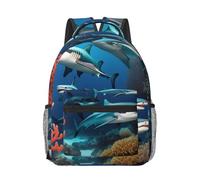 WANLON Mochila de lona Submarine Shark Coral, ligera y cómoda, perfecta para la escuela secundaria, la universidad, viajes, estilo y simplicidad