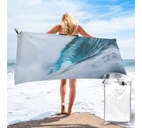 WANLON Ocean Green Wave - Juego de toallas de baño de microfibra de algodón suave y altamente absorbente para baño, playa y fitness