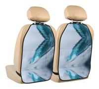 WANLON Ocean Green Wave Surf - Alfombrilla de almacenamiento antipatadas para asientos de coche, 2 protectores de respaldo de asiento, cobertura contra huellas y arañazos