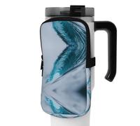 WANLON Ocean Green Wave Surf - Bolsa de accesorios versátil para botella deportiva, ideal para caminar, senderismo, yoga, gimnasio, resistencia al agua y a prueba de golpes, Black, S, Soporte para