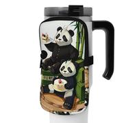 WANLON Pandas of Father and Son - Bolsa de accesorios versátil para biberones deportivos, ideal para caminar, senderismo, yoga, gimnasio, resistencia al agua y a prueba de golpes, Black, M, Soporte