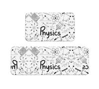 Wanlon Physics Print - Juego de 2 tapetes para cocina, cómodos con diseño de fregadero de granja, decoración ideal para el hogar, alfombras de lavandería de pie