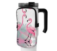 WANLON Pink Flamingo - Bolsa de accesorios versátil para botellas deportivas, ideal para caminar, senderismo, yoga, gimnasio, resistencia al agua y a prueba de golpes, Black, M, Soporte para tarjetas