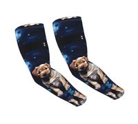 WANLON Puppy Blue Rose - Mangas refrescantes unisex - Mangas elásticas de seda de hielo con protección solar, ideal para correr al aire libre, ciclismo
