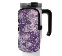 WANLON Purple Butterflies - Bolsa de accesorios versátil para botella deportiva, ideal para caminar, senderismo, yoga, gimnasio, resistente al agua y a prueba de golpes, Black, M, Soporte para