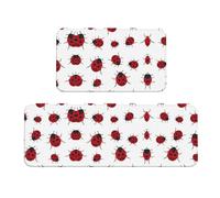 Wanlon Seven Star Ladybird - Juego de 2 tapetes para cocina, cómodos con diseño de fregadero de granja, decoración ideal para el hogar, alfombras de lavandería de pie