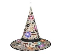 WANLON Sombrero de bruja con estampado de huesos y patas, accesorio de Halloween, vestido de fiesta de disfraces, ideal para carnaval, adultos, Navidad