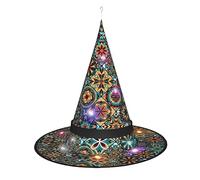 WANLON Sombrero de bruja con patrón floral, accesorio de Halloween, vestido de fiesta de disfraces, ideal para carnaval, adultos, Navidad