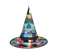 WANLON Sombrero de bruja con patrones geométricos, accesorio de Halloween, vestido de fiesta de disfraces, ideal para carnaval, adultos, Navidad