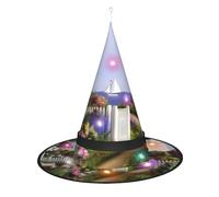 WANLON Sombrero de bruja con pintura de diamantes de faro, accesorio de Halloween, vestido de fiesta de disfraces, ideal para carnaval, adultos, Navidad
