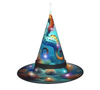WANLON Sombrero de bruja de caballito de mar de coral del fondo marino, accesorio de Halloween, vestido de fiesta de disfraces, ideal para carnaval, adultos, Navidad