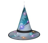 WANLON Sombrero de bruja de surf con ondas verdes oceánicas, accesorio de Halloween, vestido de fiesta de máscaras, cosplay, ideal para carnaval, adultos, Navidad