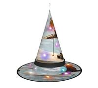 WANLON Sombrero de bruja de zorro para esquí acuático, accesorio de Halloween, vestido de fiesta de disfraces, ideal para carnaval, adultos, Navidad