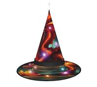 WANLON Sombrero de bruja del rey dragón en fuego, accesorio de Halloween, vestido de fiesta de disfraces, ideal para carnaval, adultos, Navidad