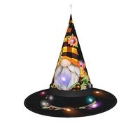 WANLON Sombrero de bruja floral amarillo de abeja de gnomo, accesorio de Halloween, vestido de fiesta de disfraces, ideal para carnaval, adultos, Navidad