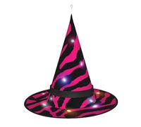 WANLON Sombrero de bruja rosa con cebra, tigre, leopardo, accesorio de Halloween, vestido de fiesta de disfraces, ideal para carnaval, adultos, Navidad
