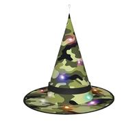 WANLON Sombrero de bruja verde camuflaje, accesorio de Halloween, vestido de fiesta de disfraces, ideal para carnaval, adultos, Navidad
