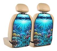 WANLON Submarine Coral Rays - Alfombrilla de almacenamiento antipatadas para asientos de coche, 2 protectores de respaldo de asiento, cobertura contra huellas y arañazos