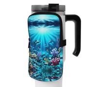 WANLON Submarine Coral Rays - Bolsa de accesorios versátil para botella deportiva, ideal para caminar, senderismo, yoga, gimnasio, resistencia al agua y a prueba de golpes, Black, M, Soporte para