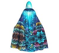 WANLON Submarine Coral Rays - Capa con capucha para adultos, perfecta para cosplay, Navidad, bailes de máscaras, Halloween, carnaval, fiesta